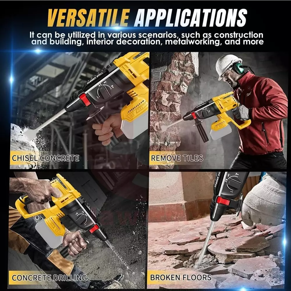 Jawsons Cordless Rotary Hammer Drill 20 V ‎1700 RPM Max. Rotational Speed with 4 Modes & Safety Clutch