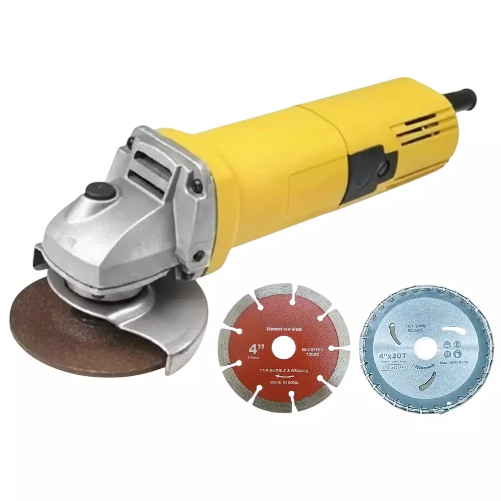 GENERIC Heavy Duty Angle Grinder 850 W Power 10000-11000 RPM with Marble/Granite Blade and Wood Cutting Blade