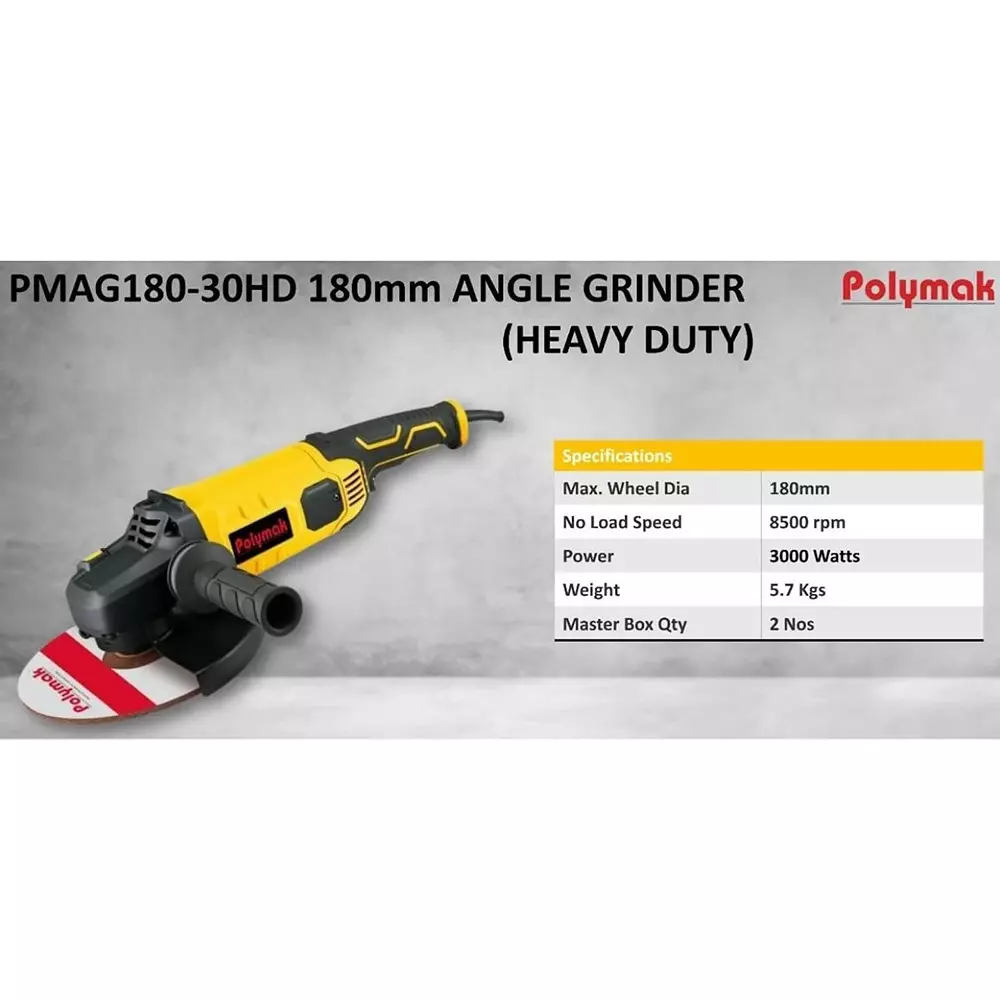 polymak-3000-w-angle-grinder-with-8500-rpm-no-load-speed-and-180-mm-wheel-size-pmag18030hd-without-cutting-blade