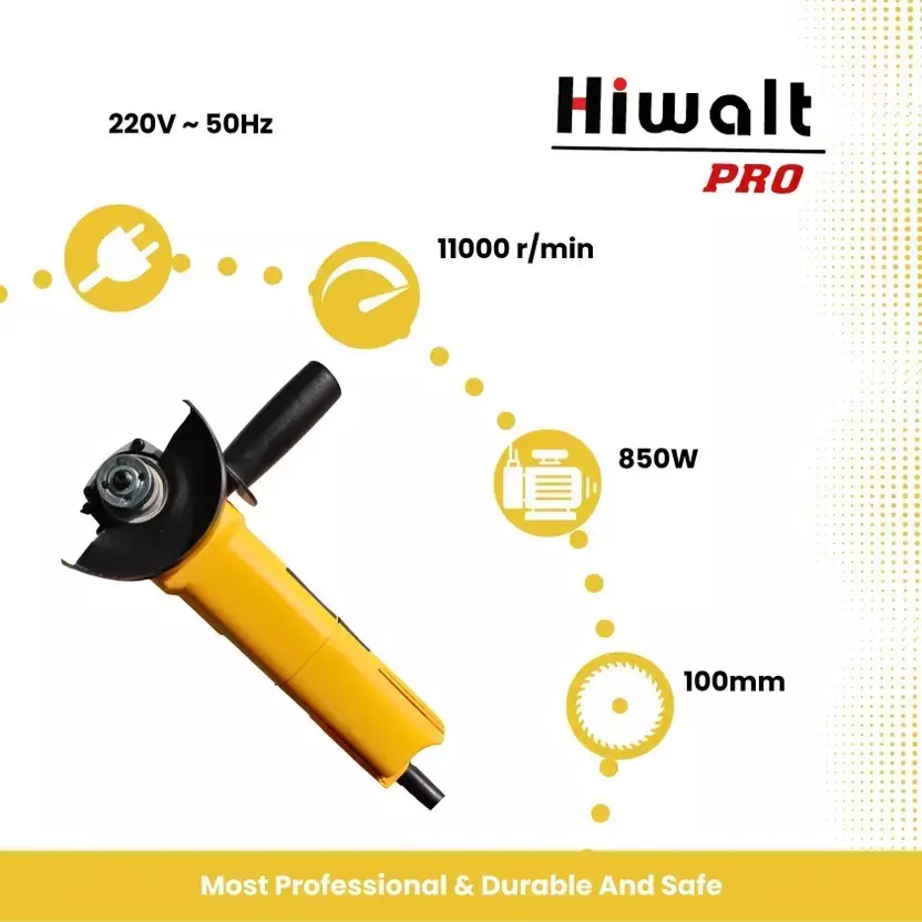 Hiwalt Angle Grinder 850 W, 11000 RPM and 100 mm Blade Size, HW-801 (Without Blade)
