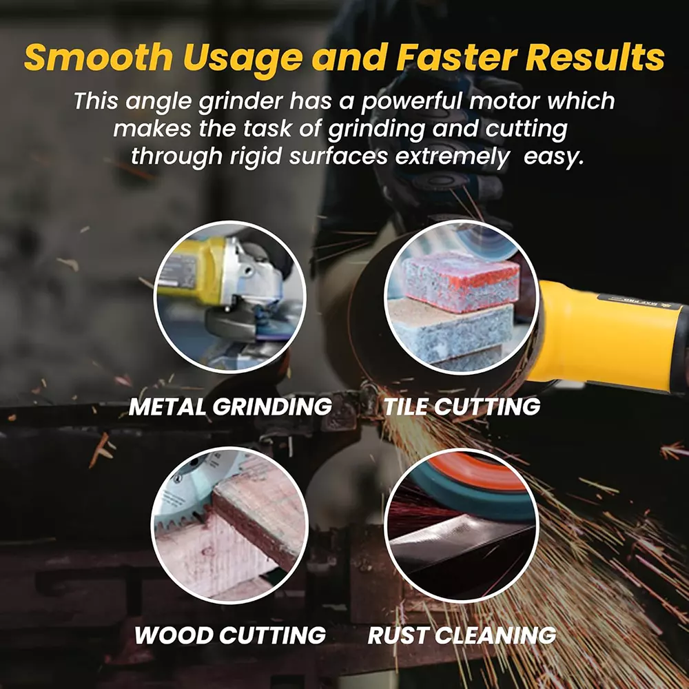 Infinity Angle Grinder Without Disc Back Switch 1100 W Power 1100 rpm Speed for Industrial Use, INF-AG1100B