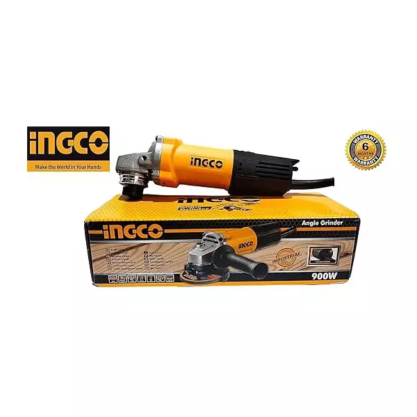 Ingco Angle Grinder 900 W, 5000-12000 RPM No Load Speed and 125 mm Disc Diameter, AG900285 (Without Disc)