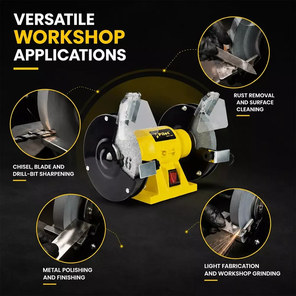 pilot-200-w-bench-grinder-with-2950-rpm-no-load-speed-and-6-inch-150-mm-wheel-size-pl-bg150-without-grinding-wheel