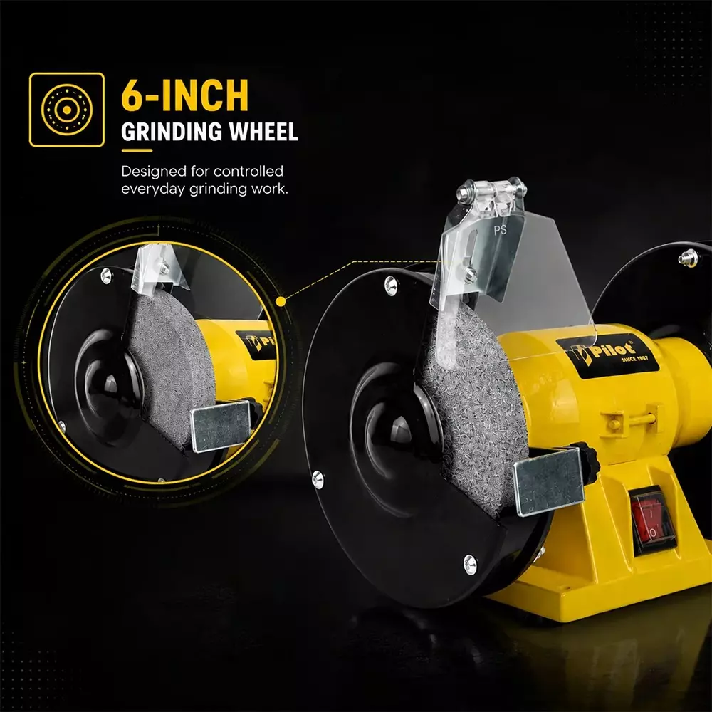 pilot-200-w-bench-grinder-with-2950-rpm-no-load-speed-and-6-inch-150-mm-wheel-size-pl-bg150-without-grinding-wheel