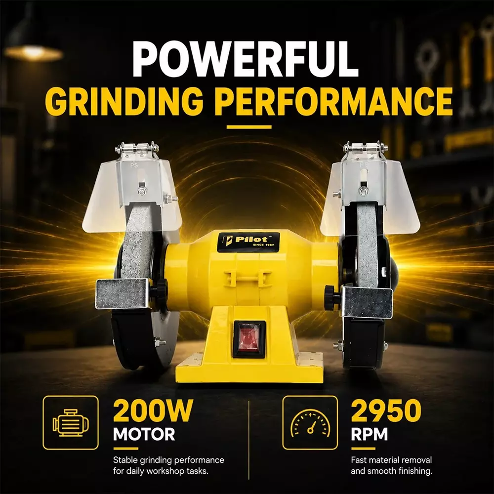 pilot-200-w-bench-grinder-with-2950-rpm-no-load-speed-and-6-inch-150-mm-wheel-size-pl-bg150-without-grinding-wheel