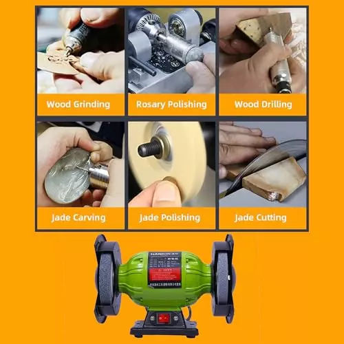 Malfah Enterprises Double Wheeled Bench Grinder Die-Cast Aluminium Green & Black 2950 RPM ‎220 V for Grinding & Polishing, 141002
