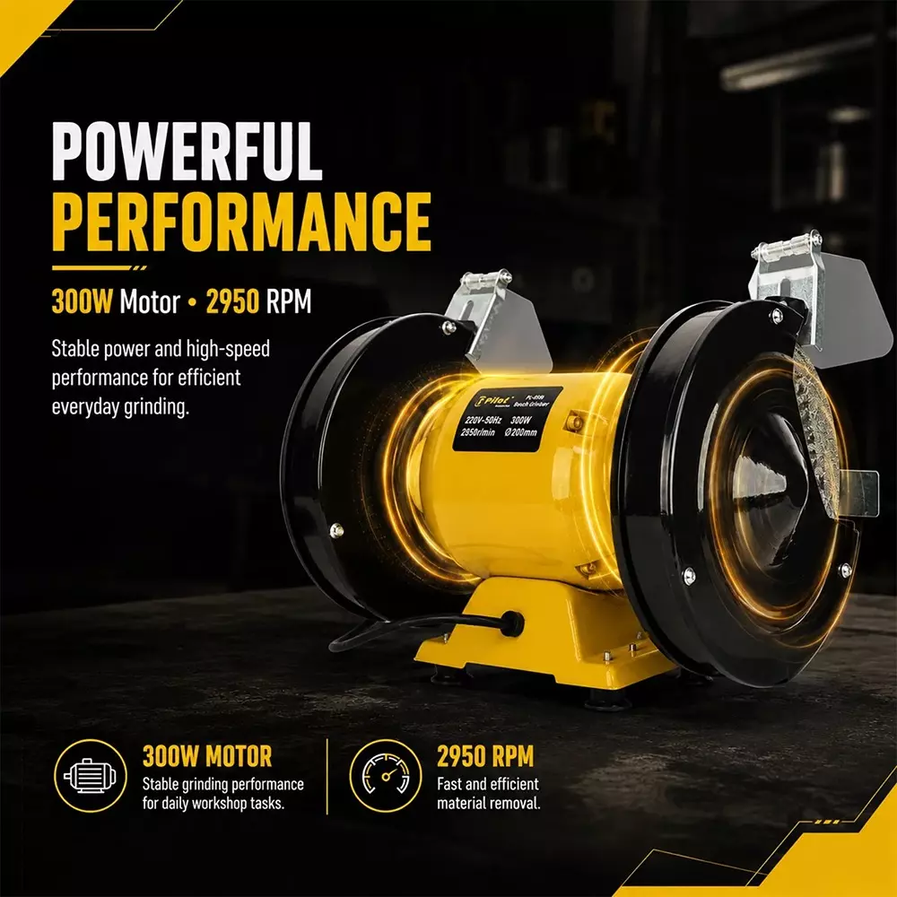 pilot-300-w-bench-grinder-with-2950-rpm-no-load-speed-and-8-inch-200-mm-wheel-size-pl-bg200-without-grinding-wheel