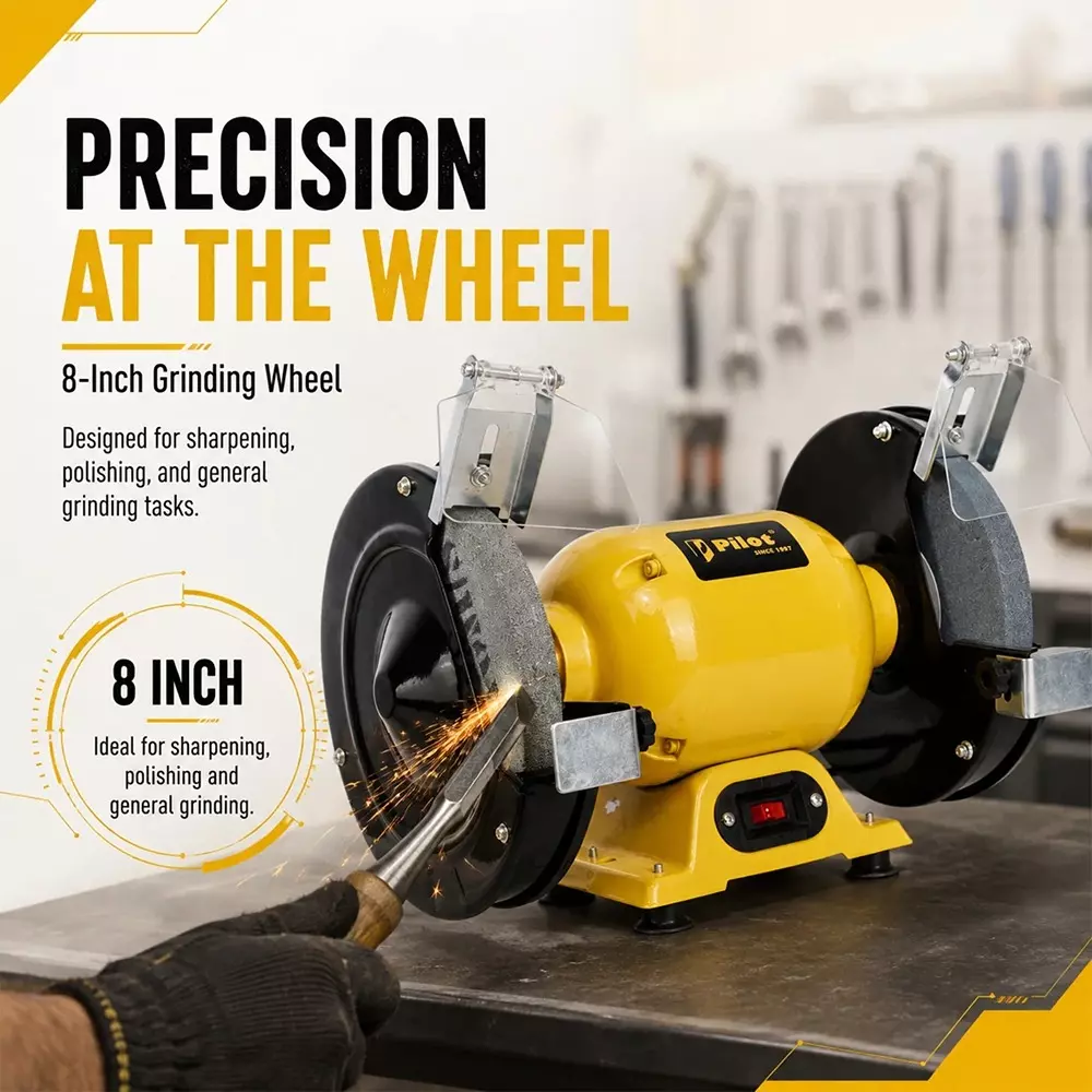 pilot-300-w-bench-grinder-with-2950-rpm-no-load-speed-and-8-inch-200-mm-wheel-size-pl-bg200-without-grinding-wheel