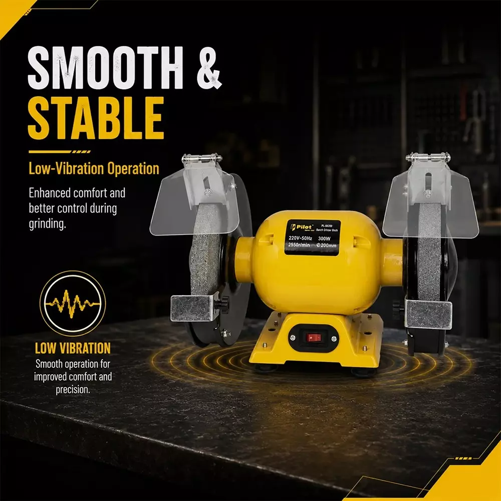 pilot-300-w-bench-grinder-with-2950-rpm-no-load-speed-and-8-inch-200-mm-wheel-size-pl-bg200-without-grinding-wheel