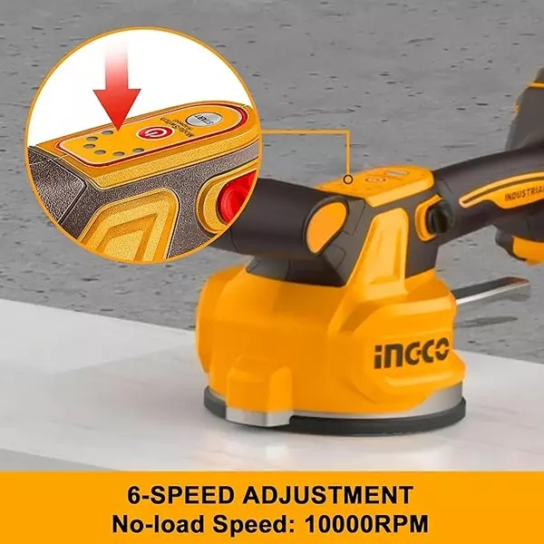 Ingco Cordless Tile Vibration Machine 130 mm Suction Cup Diameter and 0-10000 RPM Vibrational Frequency, CTVLI2001 (Without Battery and Charger)