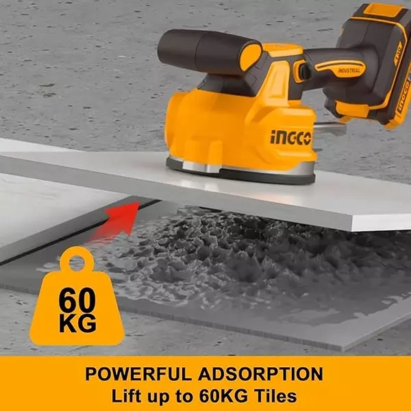 Ingco Cordless Tile Vibration Machine 130 mm Suction Cup Diameter and 0-10000 RPM Vibrational Frequency, CTVLI2001 (Without Battery and Charger)