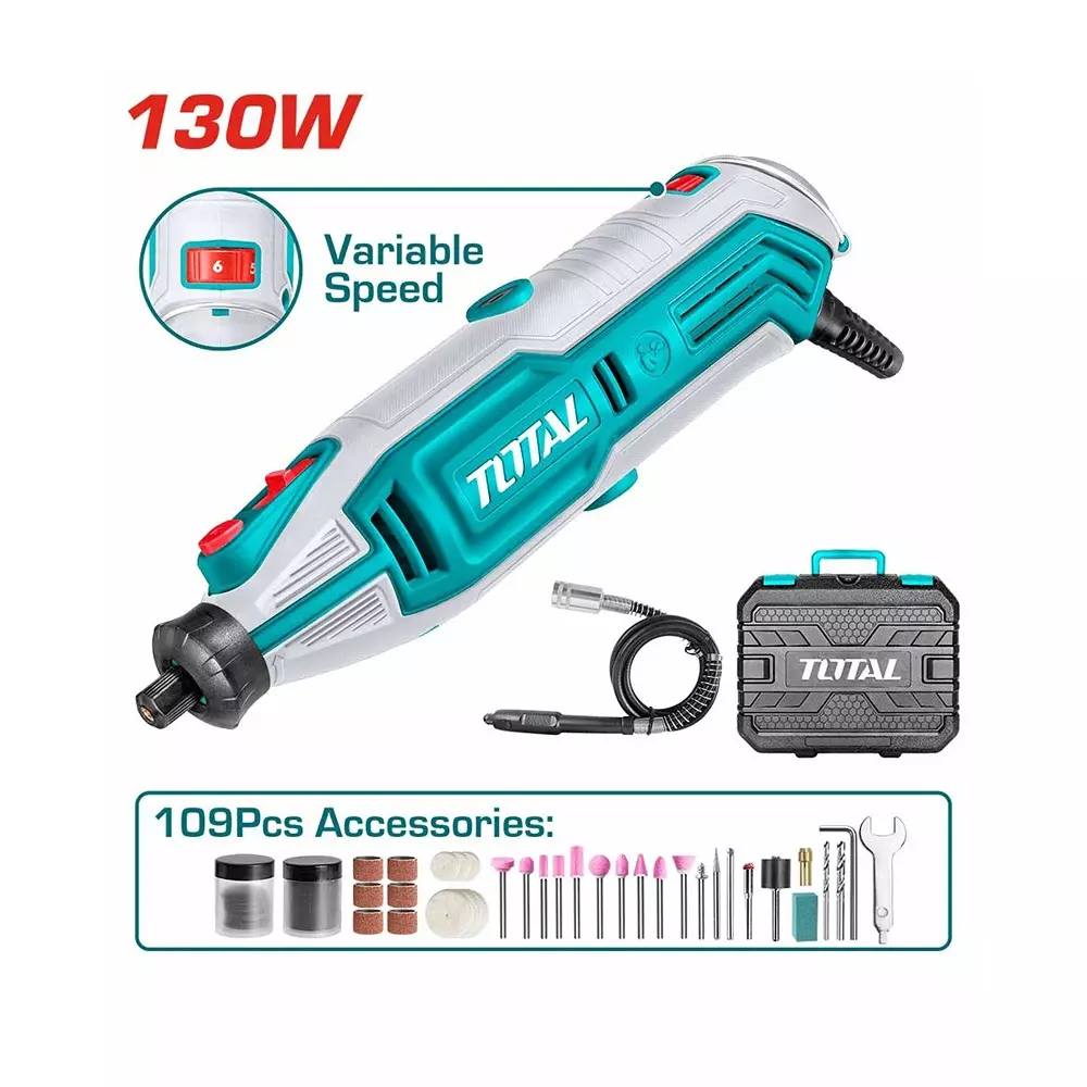 Total Mini Grinder 130 W Variable Speed Control 10000-35000 rpm, TG513326 (1 Kit)