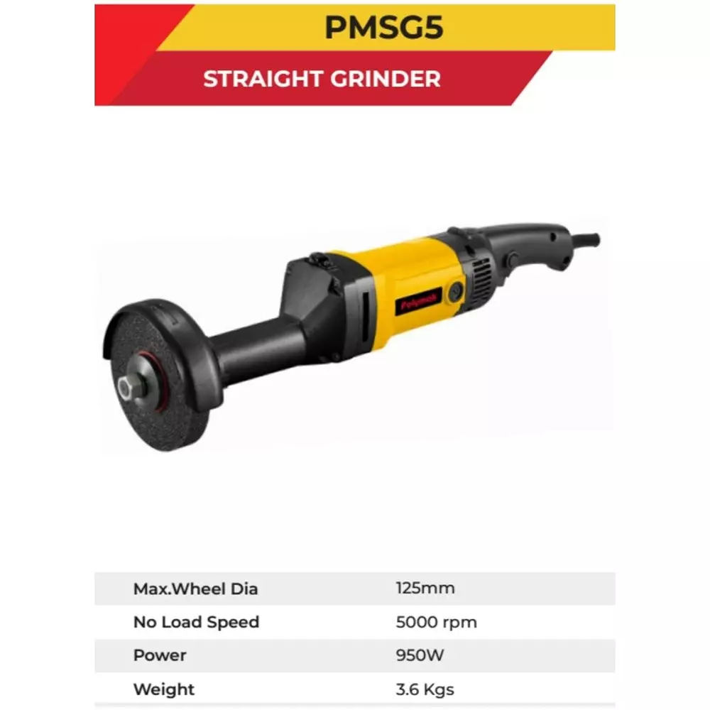 polymak-950-w-straight-grinder-with-5000-rpm-no-load-speed-and-125-mm-disc-size-pmsg5-without-grinding-wheel