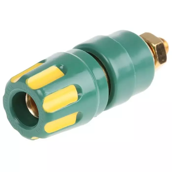 HIRSCHMANN TEST AND MEASUREMENT Binding Post 35A Green Yellow With Brass Contacts Gold Plated-8 mm Hole Diameter, 930103788 (Pack of 100)