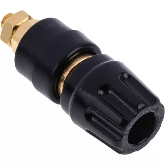 HIRSCHMANN TEST AND MEASUREMENT Binding Post 35A Black With Brass Contacts Gold Plated-8 mm Hole Diameter, 930103700 (Pack of 100)