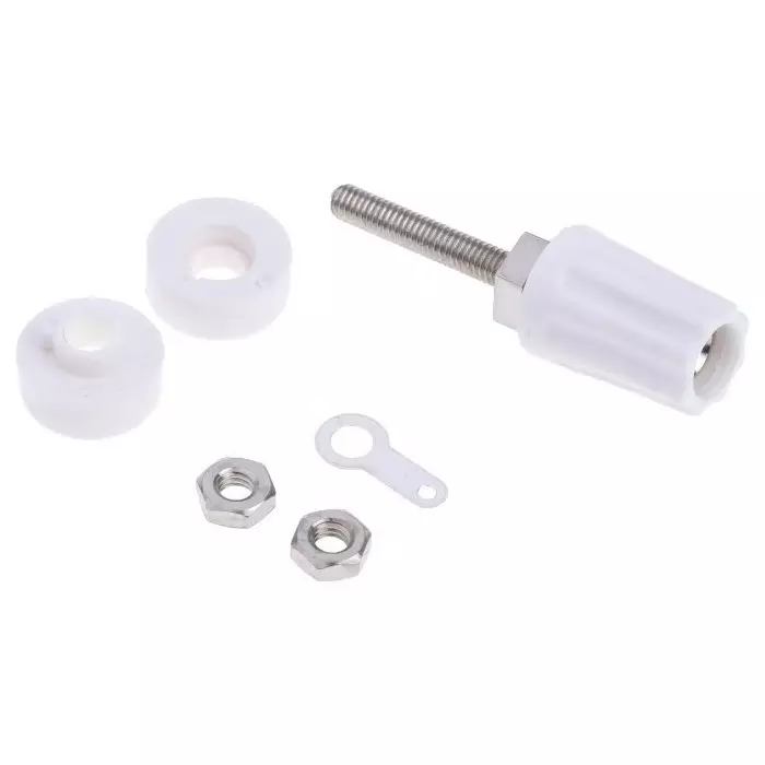 RS Pro 16A White Binding Post With Brass Contacts and Nickel Plated (Pack of 5)