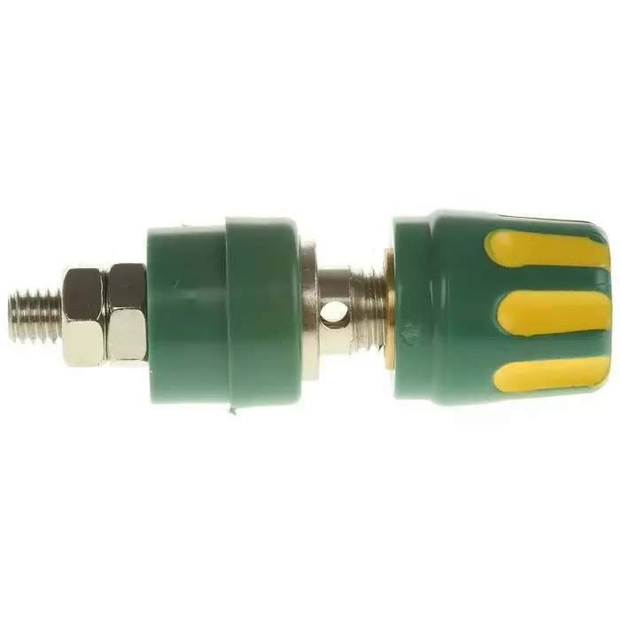 HIRSCHMANN AND MEASUREMENT 35A Green Yellow 27 mm With Brass Contacts Nickel Plated-8 Hole, 930103188