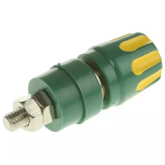 HIRSCHMANN AND MEASUREMENT 35A Green Yellow 27 mm With Brass Contacts Nickel Plated-8 Hole, 930103188