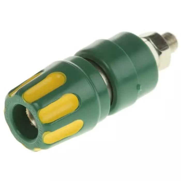HIRSCHMANN AND MEASUREMENT 35A Green Yellow 27 mm With Brass Contacts Nickel Plated-8 Hole, 930103188 (Pack of 100)