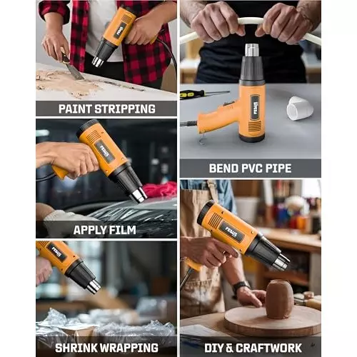 FEDUS Gun Hot Air Gun 1600 W 2 Temperature Settings 1.5 Sec Heating Speed Orange, Black