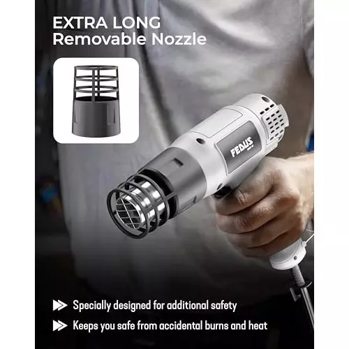 FEDUS Gun Hot Air Gun 1800 W 2 Temperature Settings 1.5 Sec Heating Speed Grey