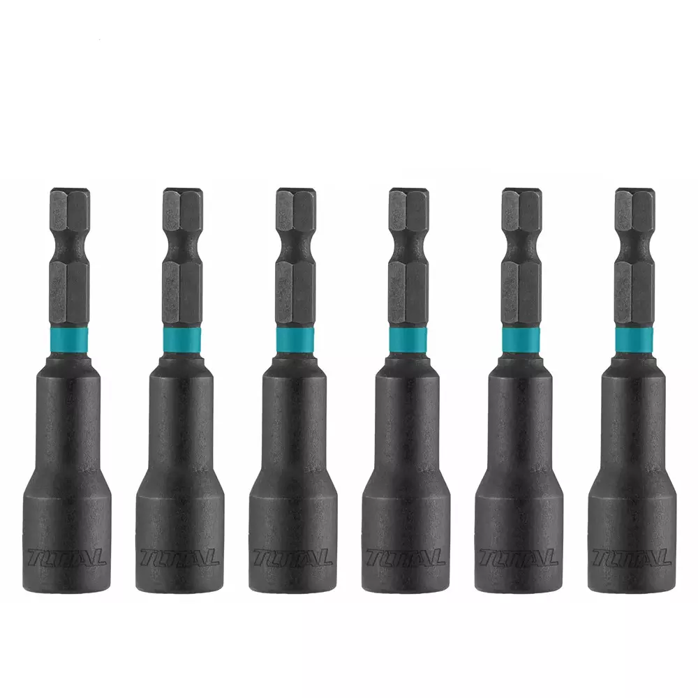 Total Impact Magnetic Nut Set 6, 7, 8, 9, 10, 12 mm Size 6.35 mm (1/4 inch) Shank 50BV30 Material, TAC2765061 (Set of 6 Pcs)