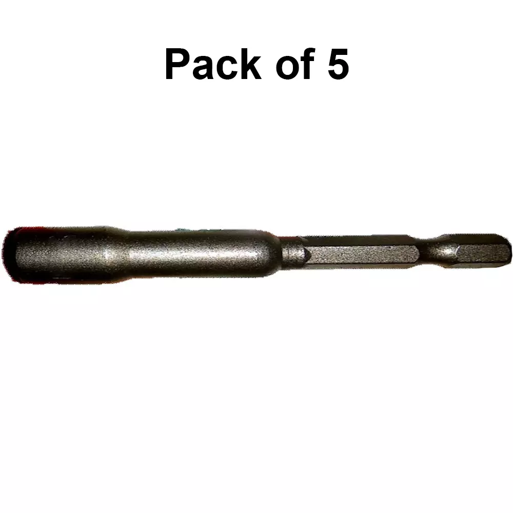 H9 Magnetic Nut Setter Bit 65 mm (2.5 inch) Size Hex Shank M8 Thread Size Grey (Pack of 5)
