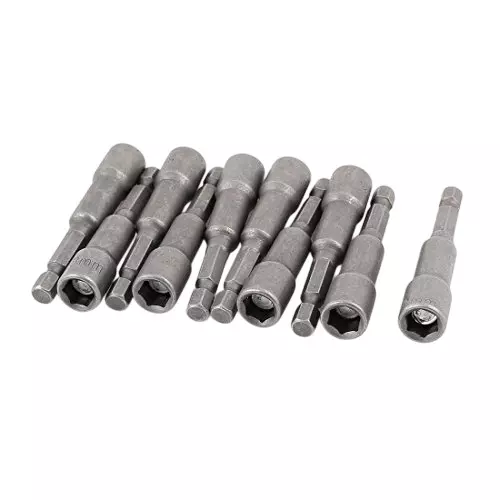 GENERIC 8 mm Metal Magnetic Hex Socket Nut Setters Driver for Power Drill (10 Pcs Set)