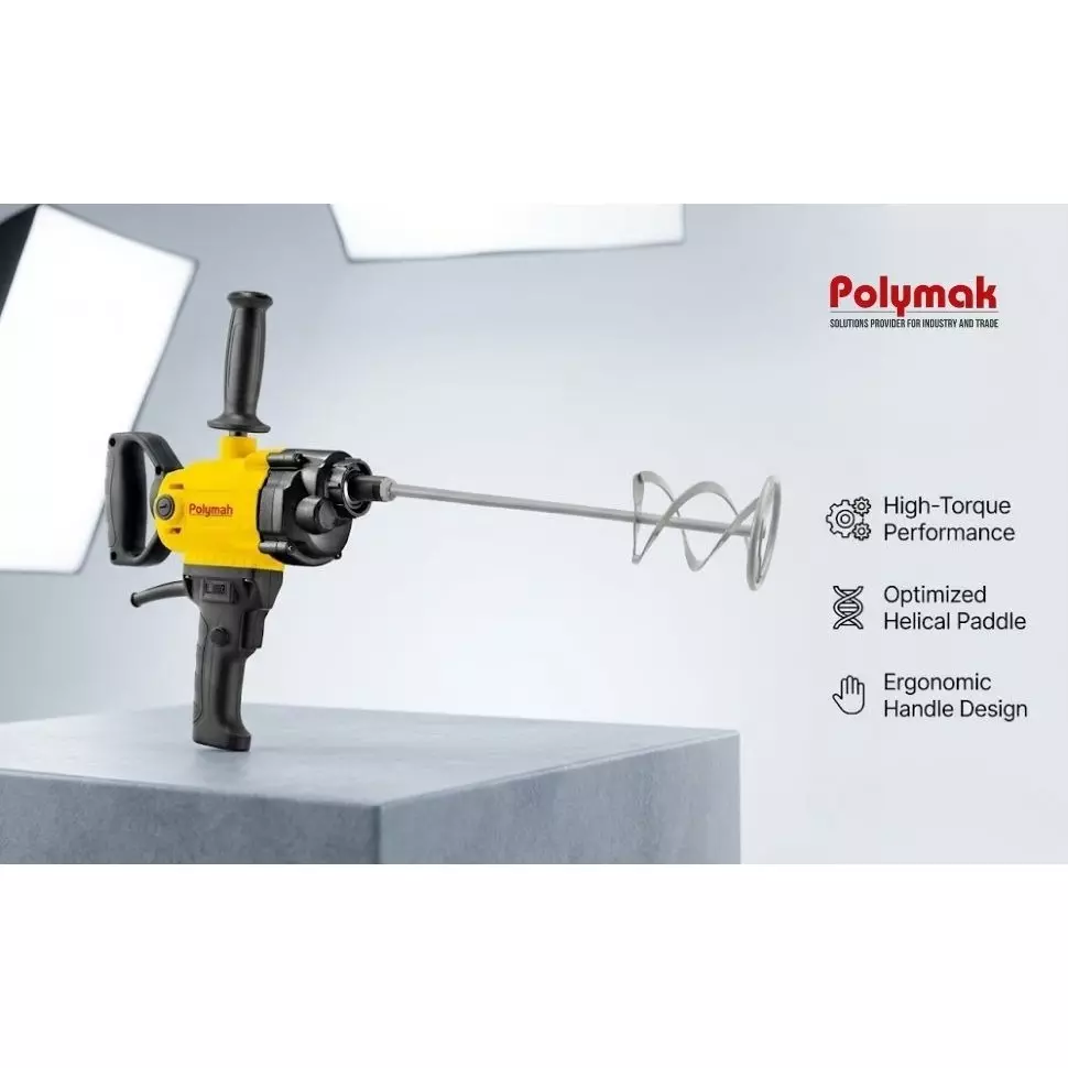 polymak-880-w-paint-mixer-with-0-900-rpm-no-load-speed-and-m12-spindle-thread-pm12emdy-with-mixing-rod-helical-paddle