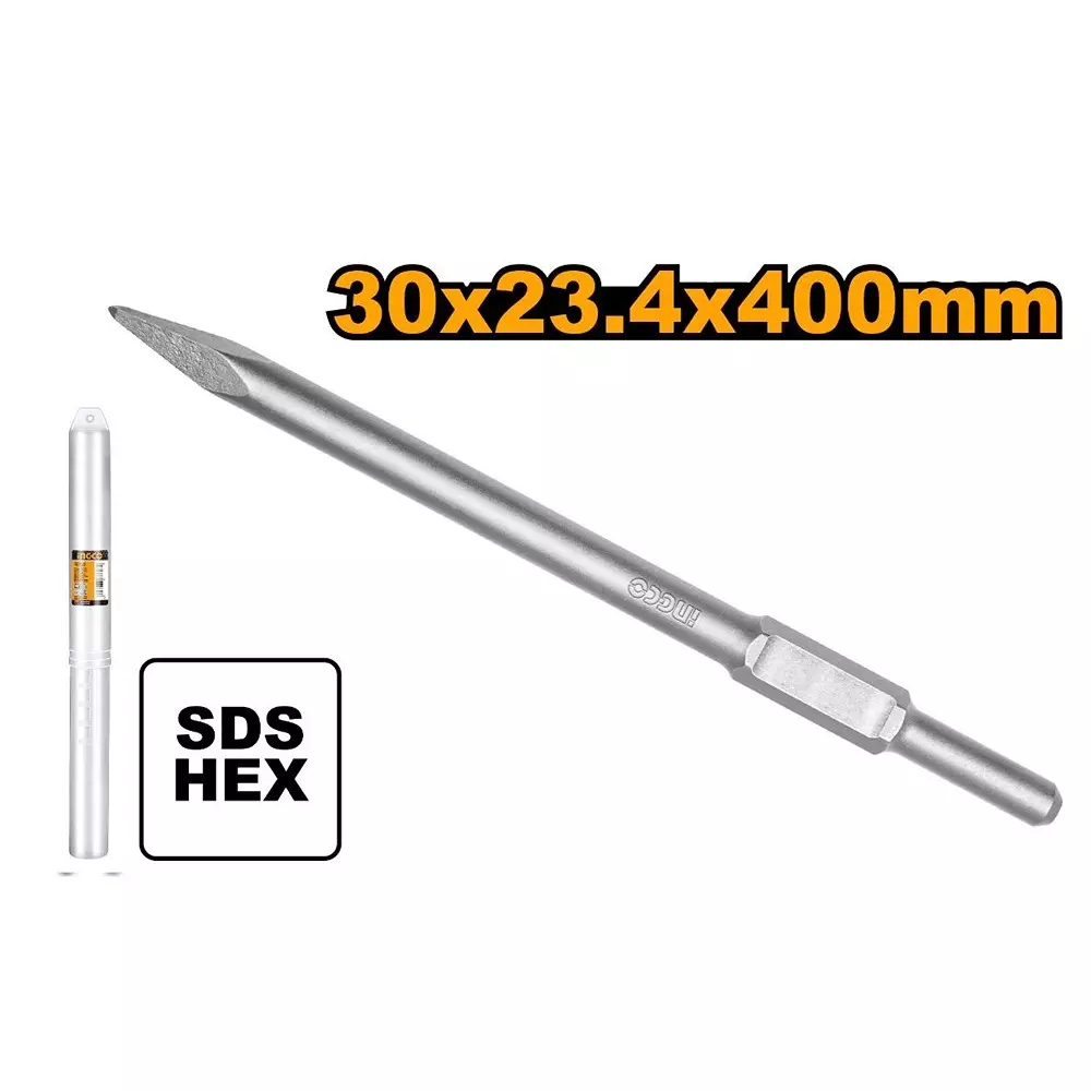 Ingco Hex Chisel Chrome Vanadium Steel Body and Size 30x23.4x400 mm, DBC03340011