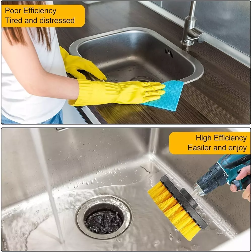 Jawsons Multipurpose Drill Brush Attachment for Cleaning Bathtubs, Sinks, Bathrooms, Kitchens, Grills, Cars, etc | Machine Not Included (Pack of 12)