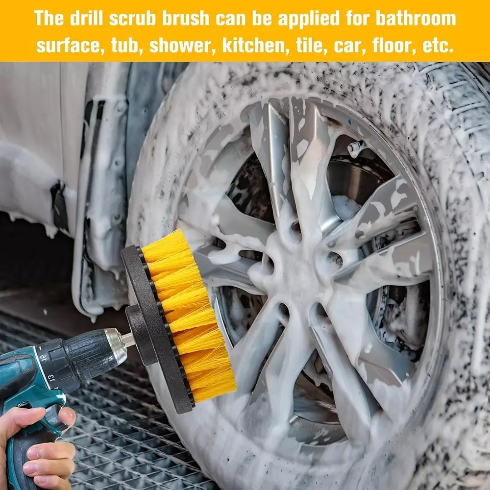 Jawsons Multipurpose Drill Brush Attachment for Cleaning Bathtubs, Sinks, Bathrooms, Kitchens, Grills, Cars, etc | Machine Not Included (Pack of 12)