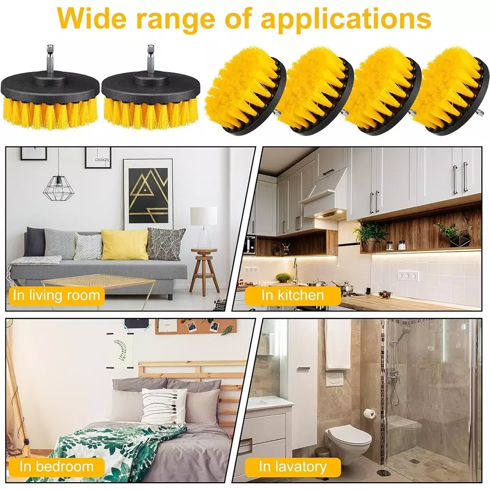 Jawsons Multipurpose Drill Brush Attachment for Cleaning Bathtubs, Sinks, Bathrooms, Kitchens, Grills, Cars, etc | Machine Not Included (Pack of 12)