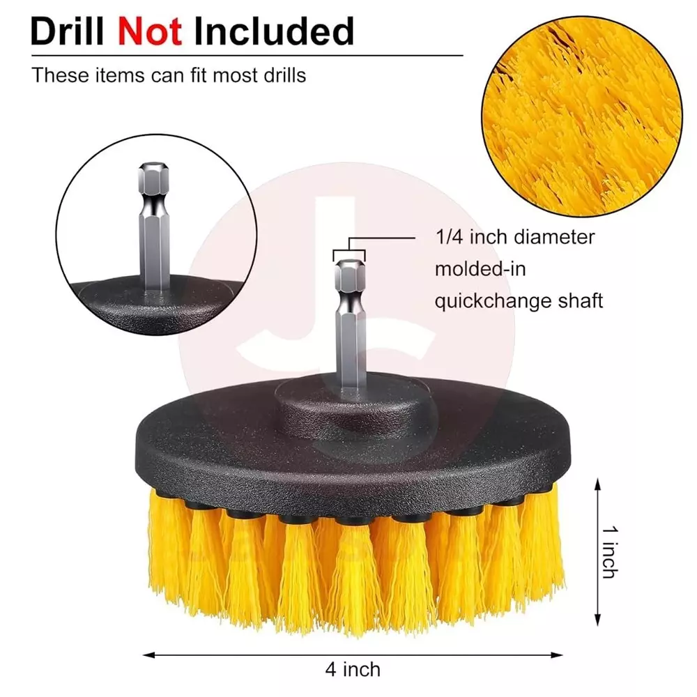 Jawsons Multipurpose Drill Brush Attachment for Cleaning Bathtubs, Sinks, Bathrooms, Kitchens, Grills, Cars, etc | Machine Not Included (Pack of 6)