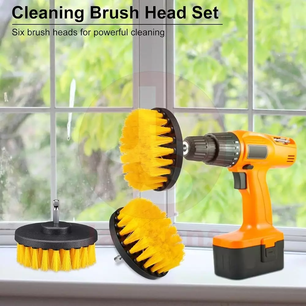 Jawsons Multipurpose Drill Brush Attachment for Cleaning Bathtubs, Sinks, Bathrooms, Kitchens, Grills, Cars, etc | Machine Not Included (Pack of 6)