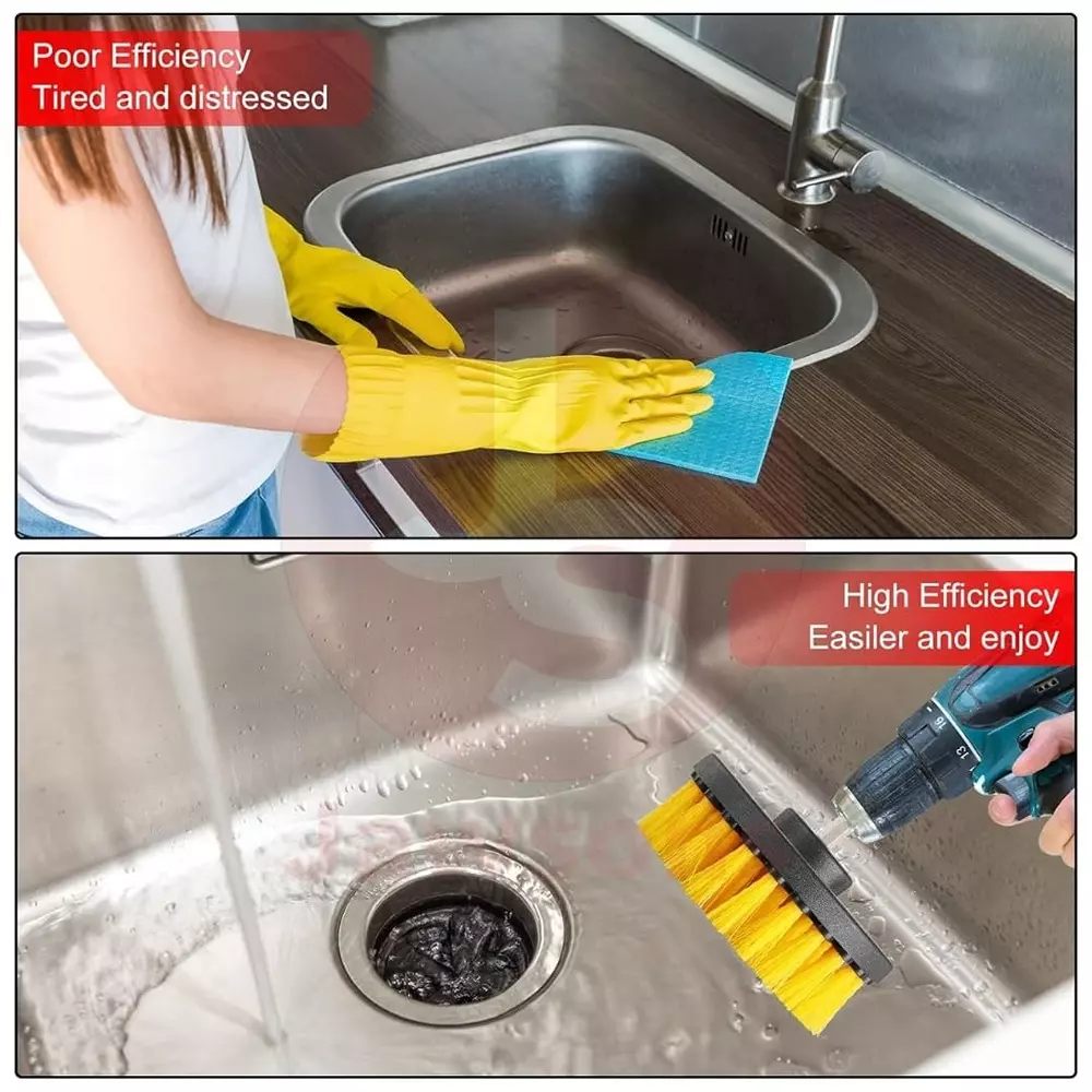 Jawsons Multipurpose Drill Brush Attachment for Cleaning Bathtubs, Sinks, Bathrooms, Kitchens, Grills, Cars, etc | Machine Not Included (Pack of 6)