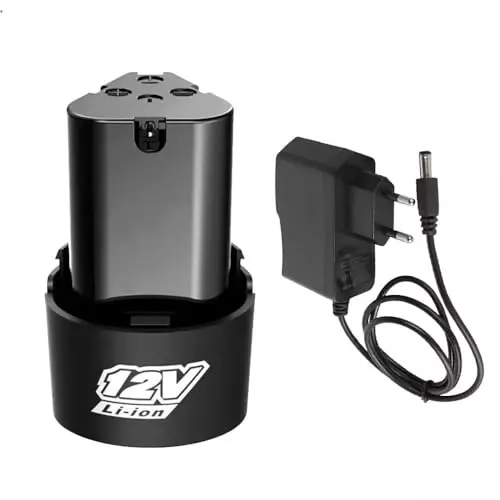 MECRAAF Cordless Replacement Battery & Charger 12 V and Lithium-Ion 1.5 Ah for Screwdriver, Angle Grinder & Drill, 12V-BAT