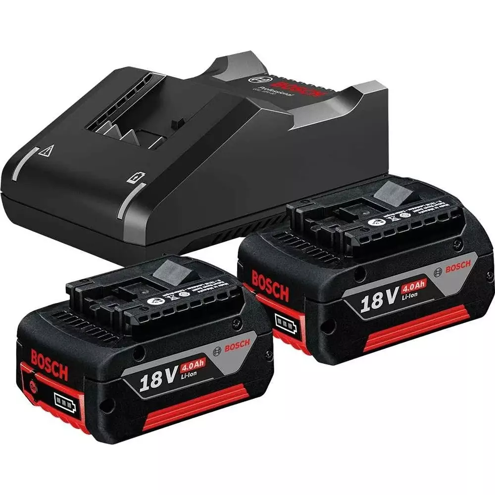 Bosch Professional Cordless Battery and Charger Starter Set, 2xGBA 18V 4.0Ah + GAL 18V-40, 1600A022V2