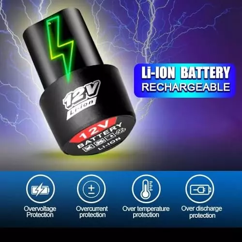 MECRAAF Cordless Replacement Battery & Charger 12 V and Lithium-Ion 1.5 Ah for Screwdriver, Angle Grinder & Drill, 12V- B&C