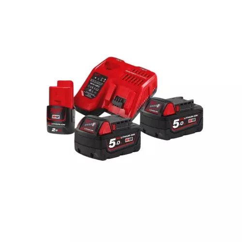 Milwaukee Battery and Charger Kit Red & Black 2 Ah, 5 Ah Battery Capacity for Industrial Use, 4933459217