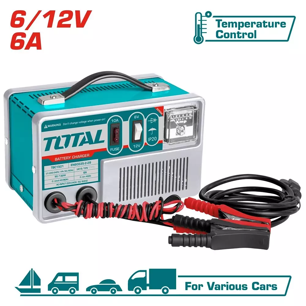 Total Battery Charger 6/12 V 40-90 Ah Reference capacity 6 A Current, TBC1501