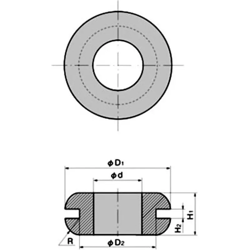 TAKIGEN Flame Retardant Grommet EPDM 55 g Black, C-30-BW-45-1.5-EP-UL