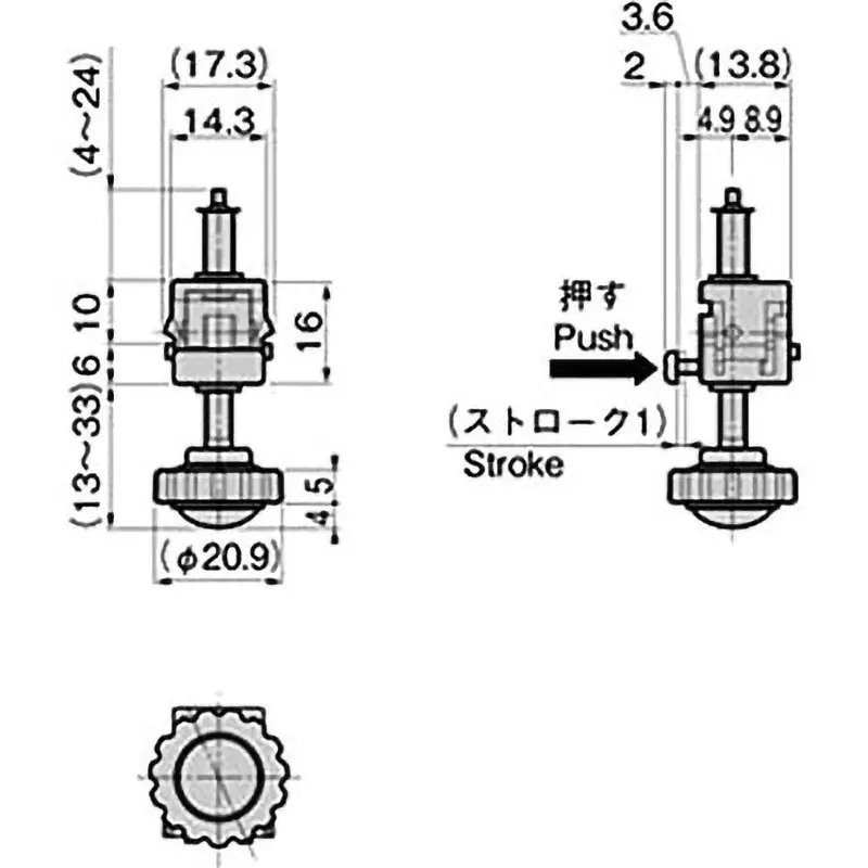 TAKIGEN Quick Adjuster ABS Resin 147N Load Capacity, KC-24-3