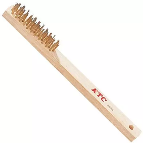 Ktc Three-Line Wire Brush Brass Plated Steel Bristles 270 mm Wood Handle, YTBR-112