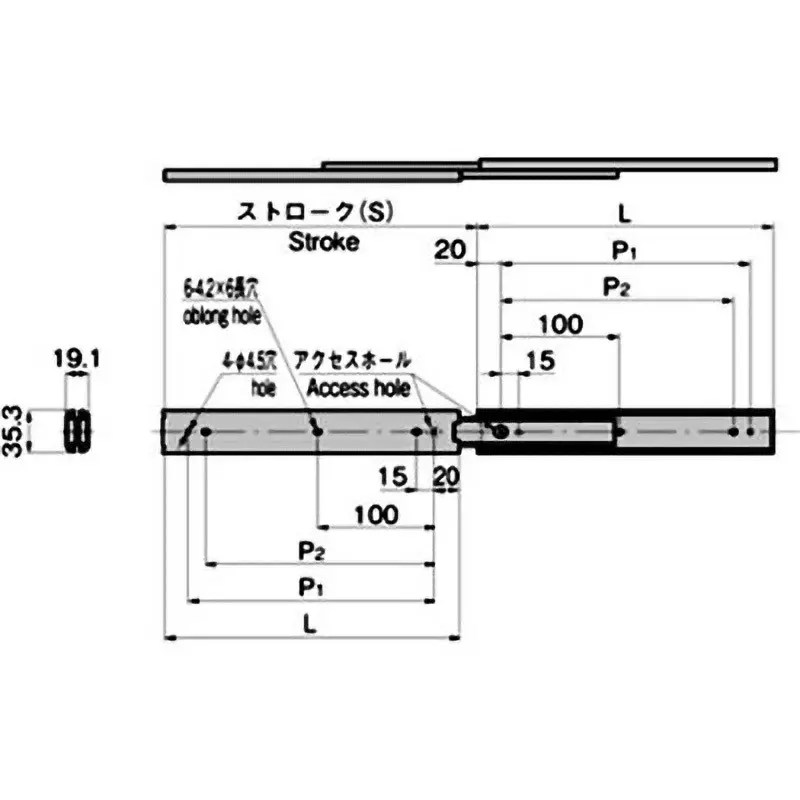 TAKIGEN Stainless Steel Slide Rail 250 mm Length, KC-1252-250