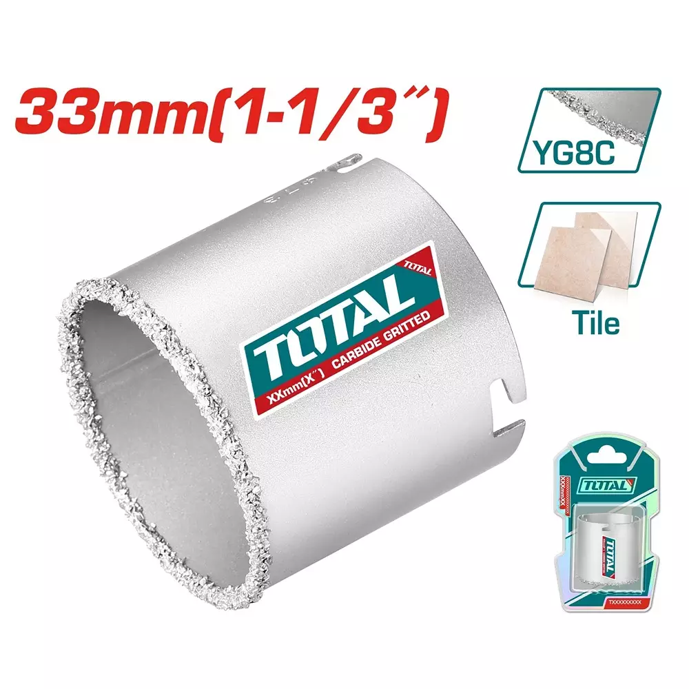 Total Carbide Gritted Hole Saw 33 mm (1-1/3 inch) Dia. YG8C + A3 for TAC4203, TAC440331