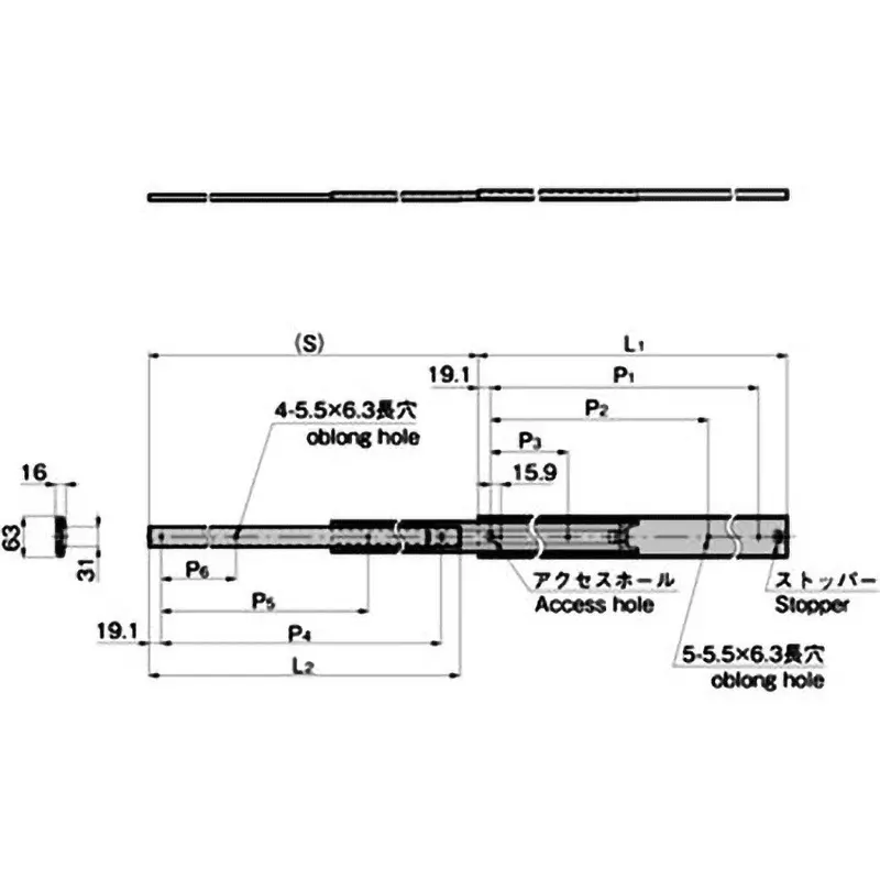 TAKIGEN Heavy Duty Slide Rail 558.8 mm Length Zinc Plating Chromate Treatment, K-350-22