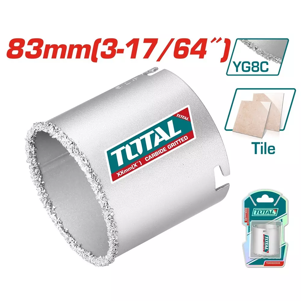 Total Carbide Gritted Hole Saw 83 mm (3-17/64 inch) Dia. YG8C + A3 for TAC4203, TAC440831