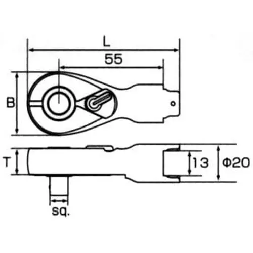 Ktc Ratchet Head 80 mm Dimension 12.7 mm Sq. Drive, GX13-C4