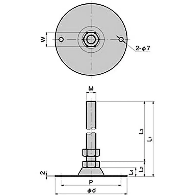 TAKIGEN Level Adjuster Hot Dip Galvanizing M16x2 mm 488 g, KC-275-D-1